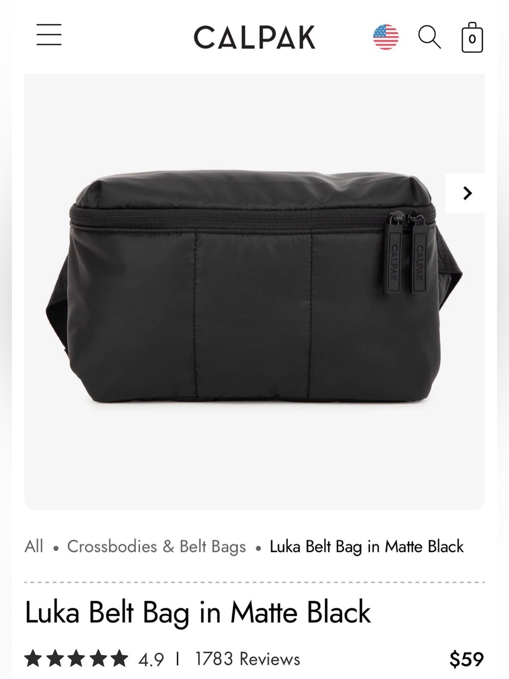 CALPAK Luka Matte Black Belt Bag